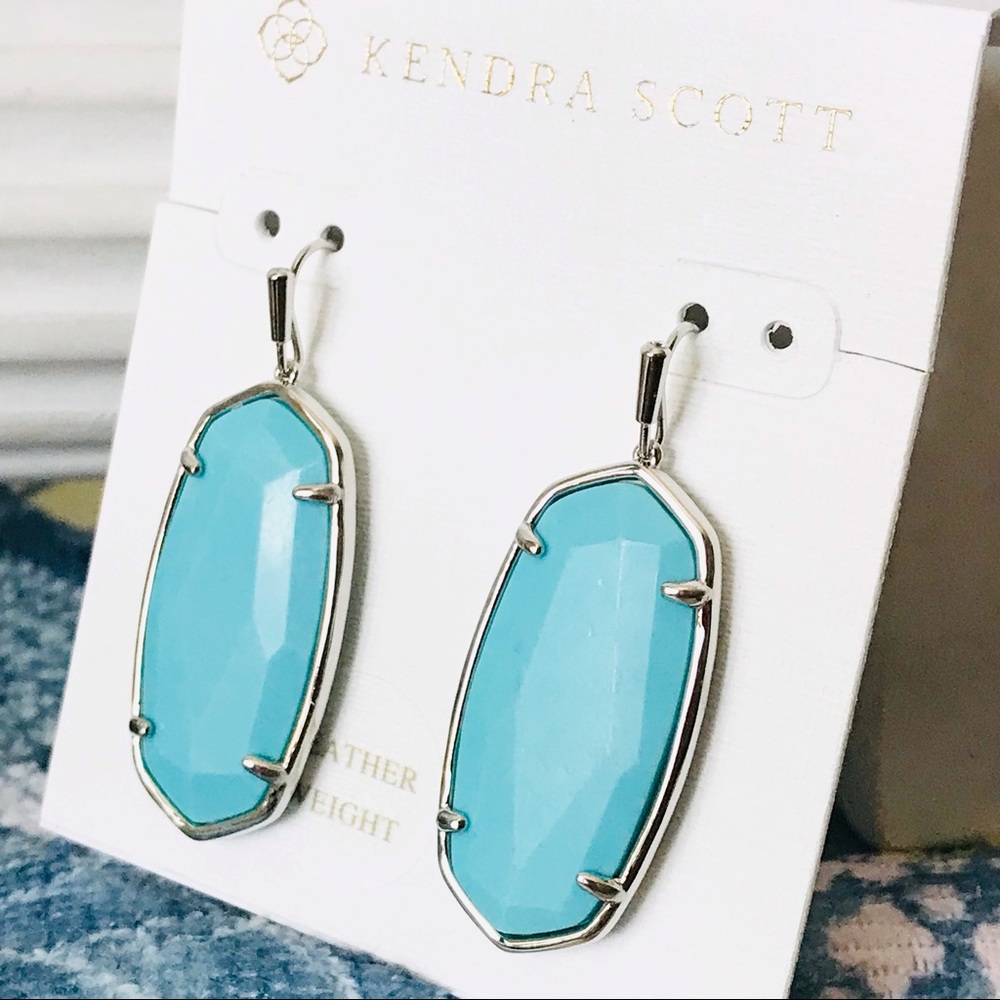 Kendra Scott Elle Faceted Turquoise Magnesite drops earrings Silver Tone